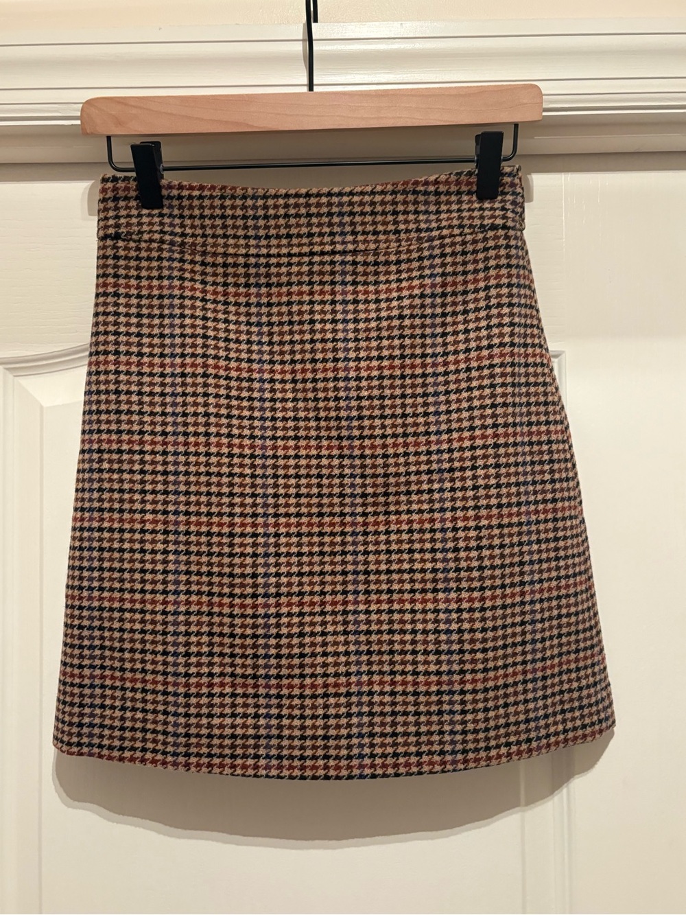 Women’s J. Crew Factory wool-blend skirt multicolor houndstooth pattern size 00